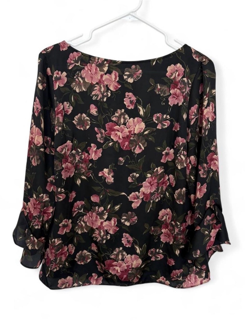 Lauren Ralph Lauren Floral Ruffle Sleeve Boat Neck Blouse Medium Romantic Work